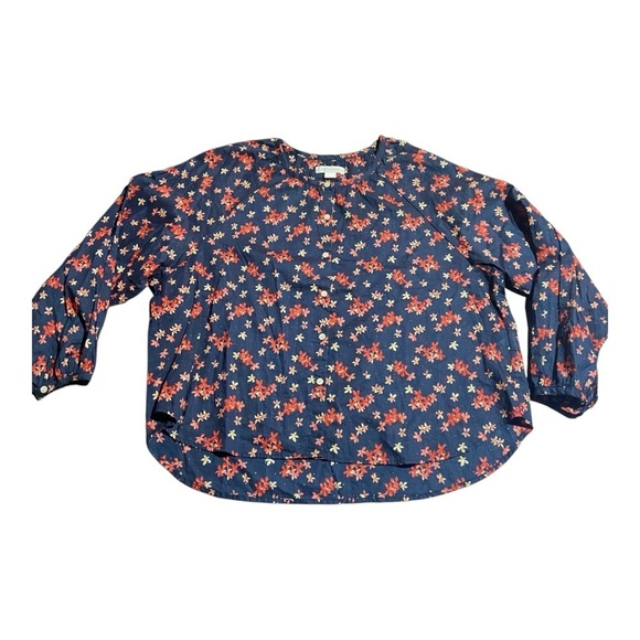 Outerknown 100% Organic Cotton Folk Peasant Top Floral Sz S - Picture 2 of 5